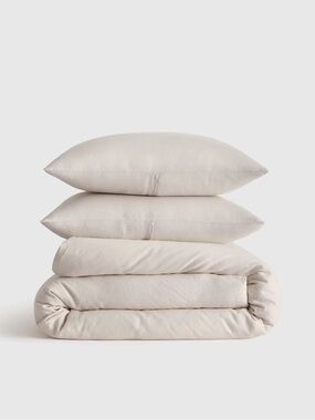 QUINCE European Linen Duvet Cover Set King/Cal King Sand 0605